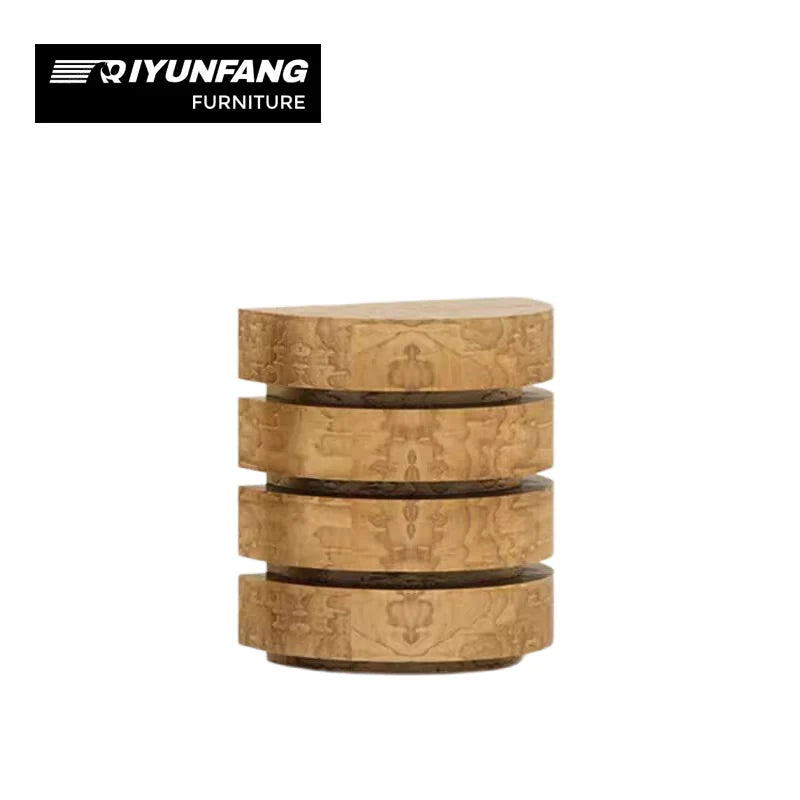 Solid Wood Drum Coffee Table 50cm Natural Finish