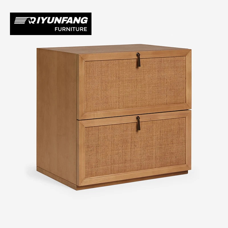 6-Drawer Rattan Storage Cabinet Modern American Ash Wood 165cm