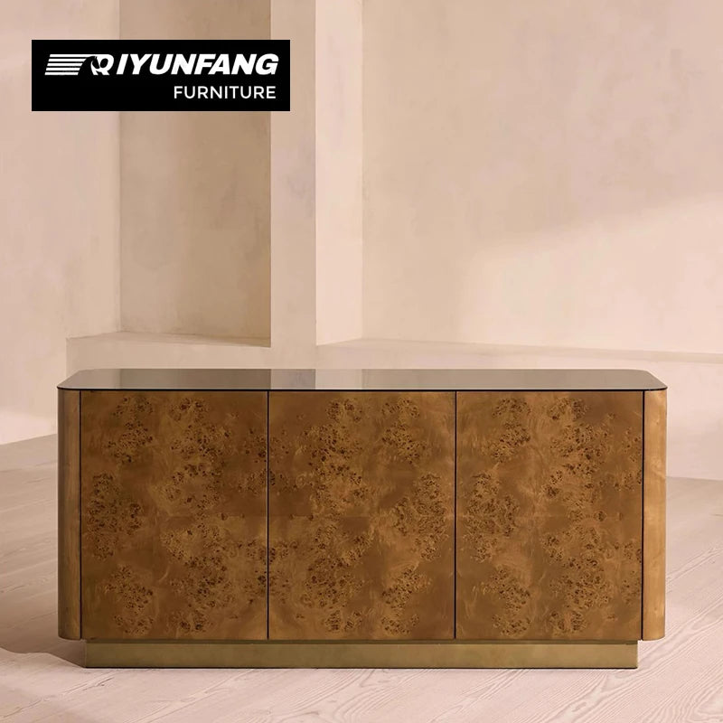 Modern Antique Solid Wood Sideboard Cabinet With Bark Veneer