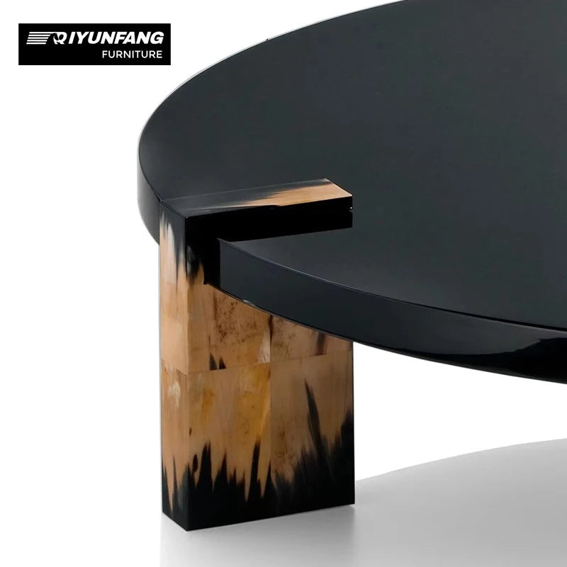Modern Minimalist Solid Wood Round Coffee Table Sculptural Design