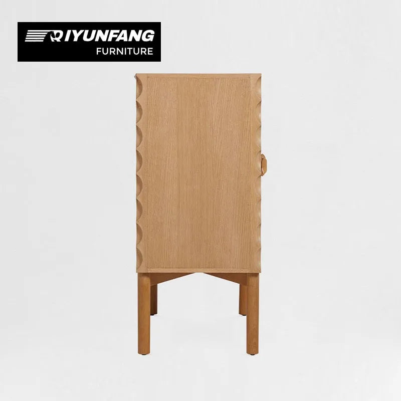 Solid Oak Wall-Mounted Sideboard Cabinet 2-Compartment Modern Storage