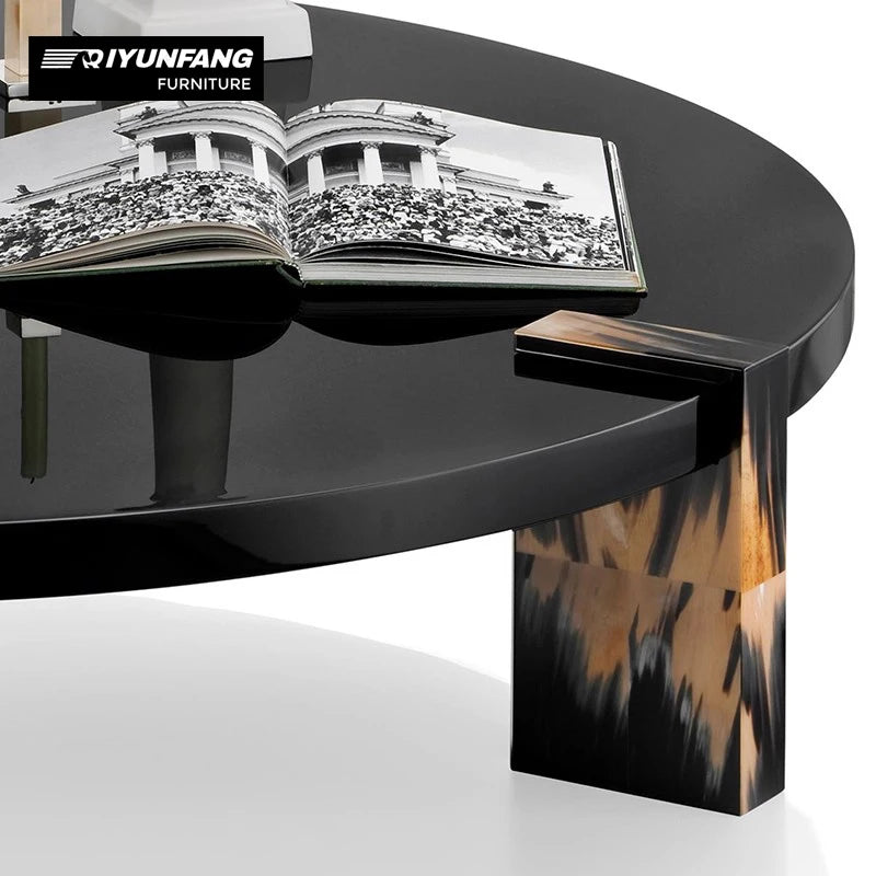 Modern Minimalist Solid Wood Round Coffee Table Sculptural Design