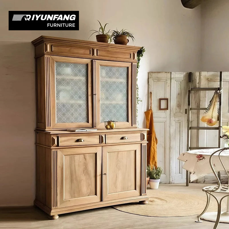 Modern Solid Wood Stainless Steel Wine Cabinet Wall Mounted Storage
