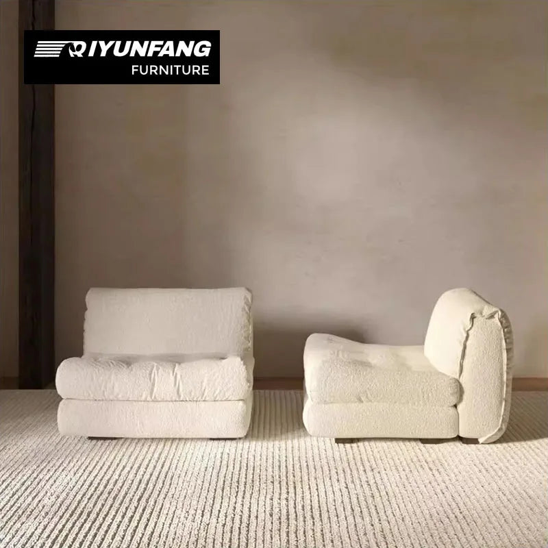 Nordic Style Modular L-Shape Armless Sofa Plush Fabric Wood