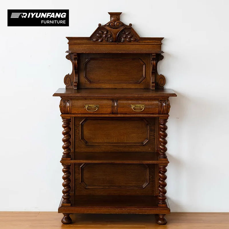 French Roman Traditional Solid Wood Antique Sideboard Display Cabinet