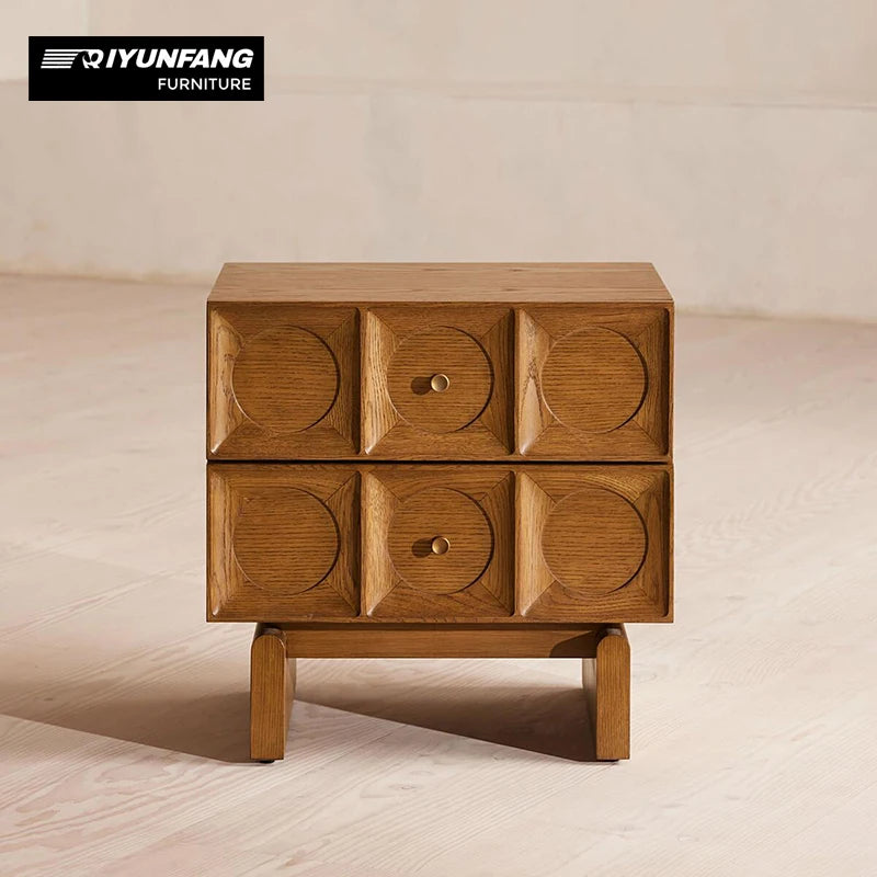 Vintage French Solid Wood Sideboard Cabinet with 4 Drawers