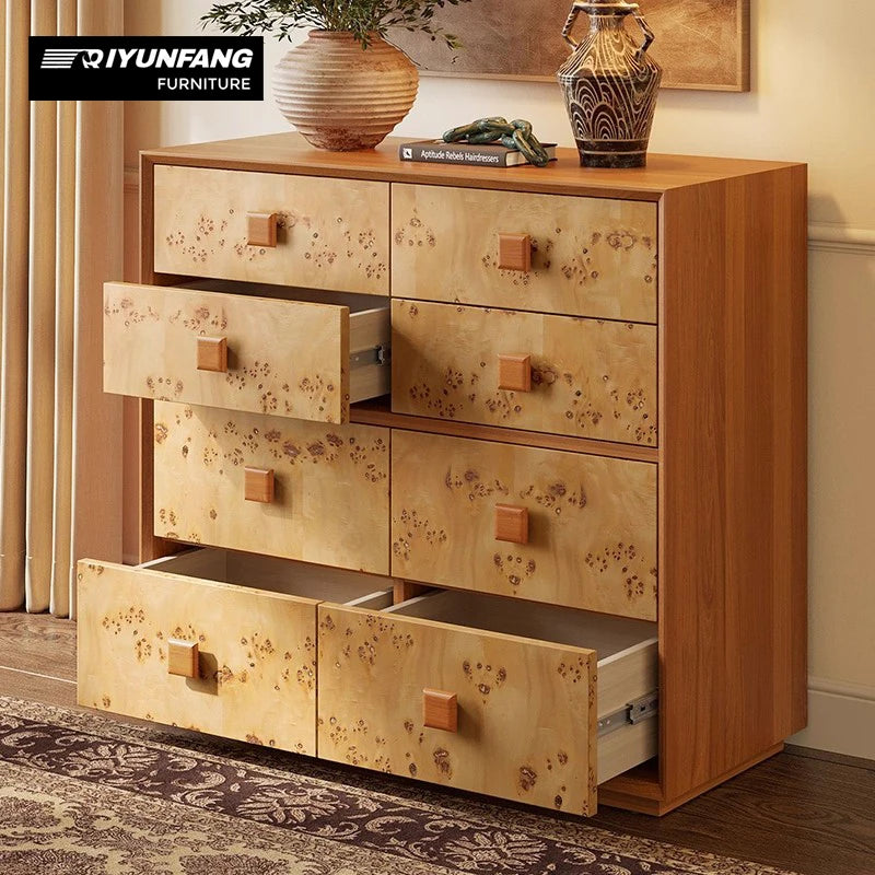 Medieval Style Solid Wood 8 Drawer Storage Cabinet