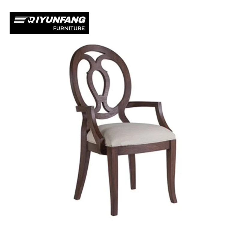 Solid Wood Round Dining Table and Chair Set 6-Seat