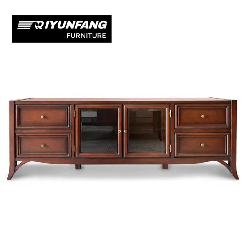 Retro Walnut Wall Mounted TV Cabinet Storage Unit
