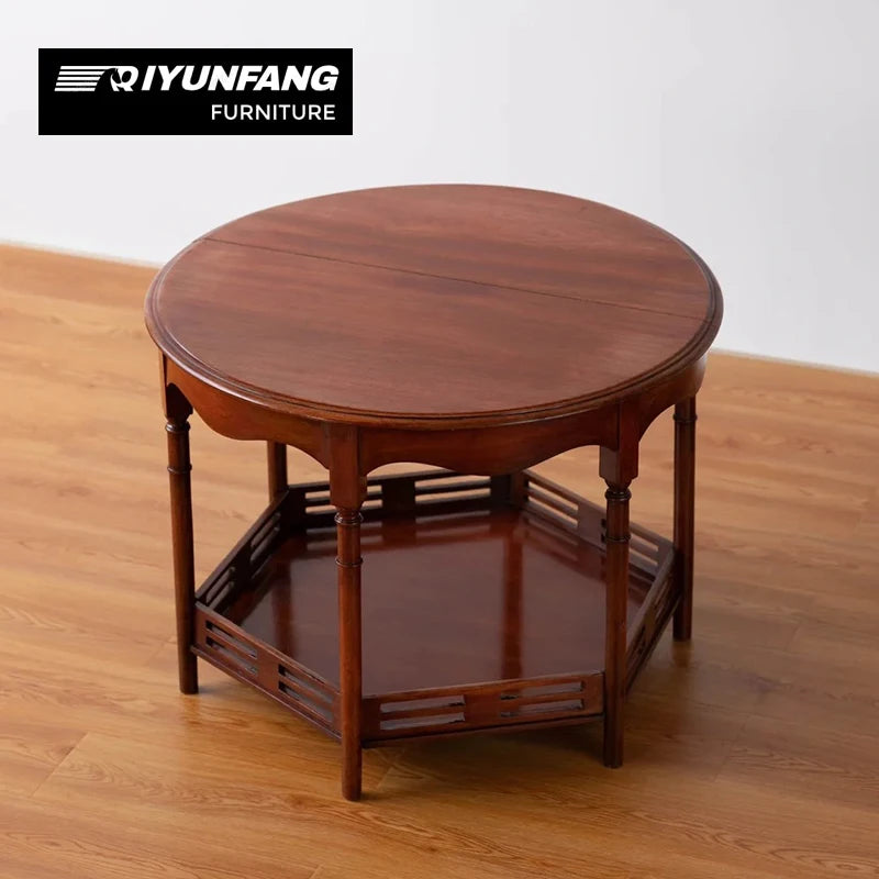 Solid Wood Double-Layer Curved Coffee Table Modern Design 76cm