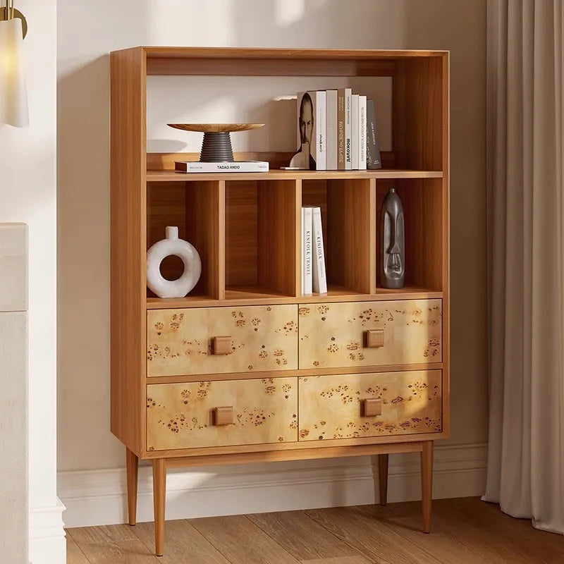 Wabi-Sabi Solid Wood Sideboard 4 Drawer 4 Shelf Minimalist Storage