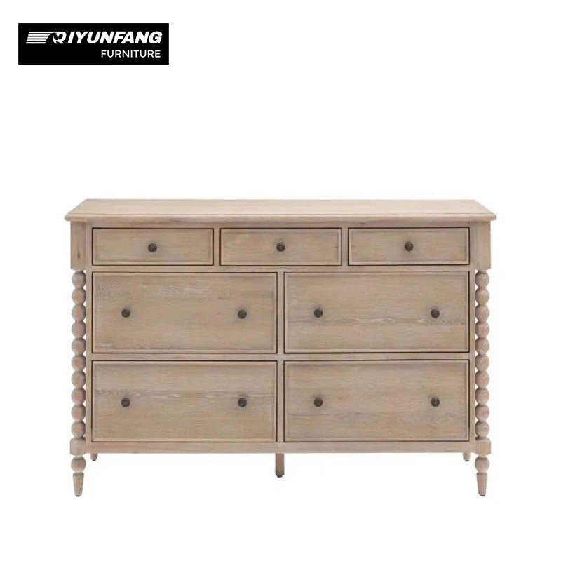 French Retro Solid Wood Drawer Cabinet Antique Storage