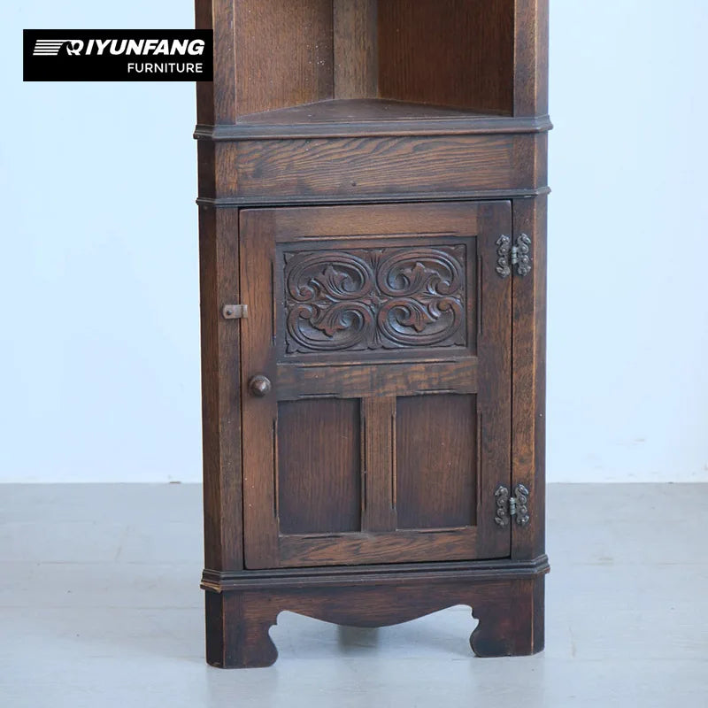 Solid Wood Triangle Corner Cabinet Vintage Retro Sideboard 175cm