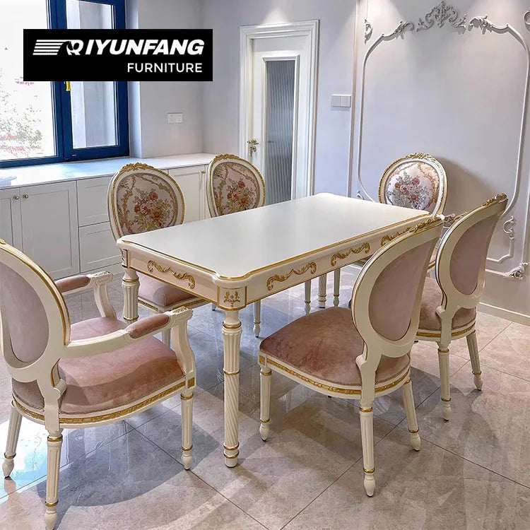 Modern Solid Wood Rectangular Dining Table Set 6 Seater