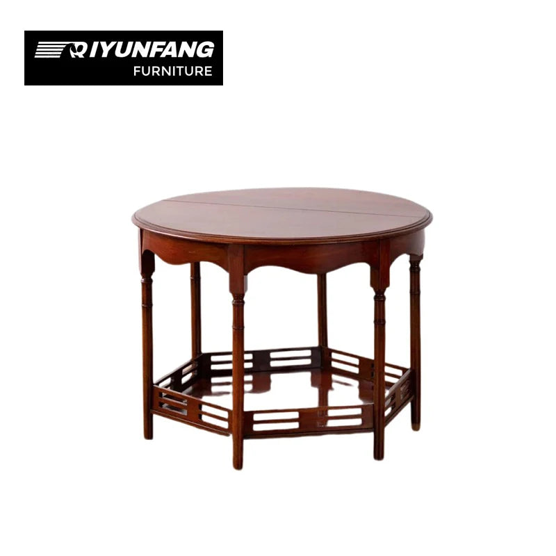 Solid Wood Double-Layer Curved Coffee Table Modern Design 76cm
