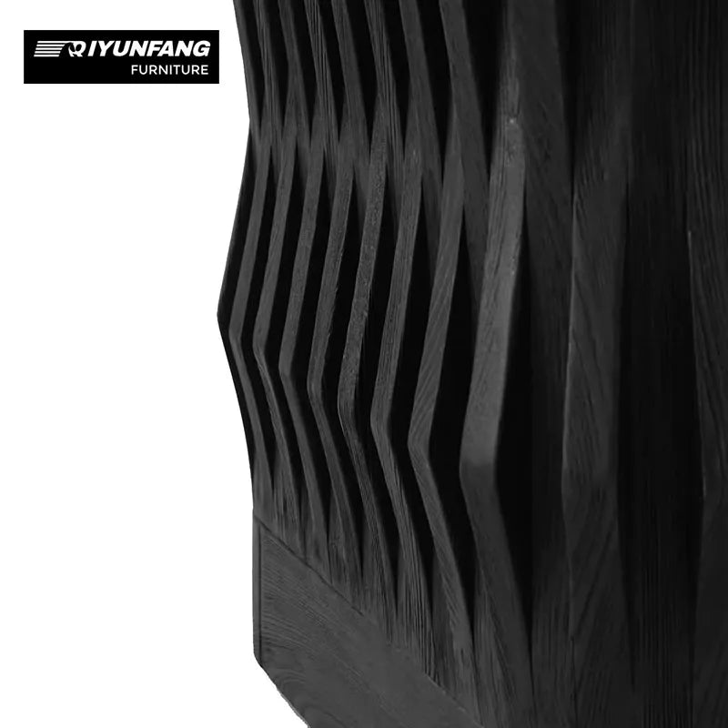 Modern Solid Wood Dining Table Rounded Pedestal Base 130cm Black