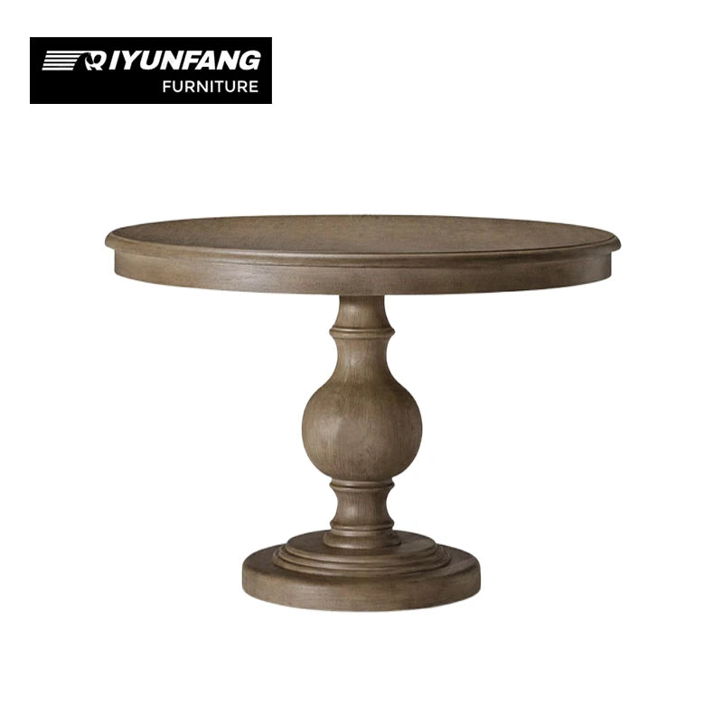 Solid Wood Round Dining Table and Chair Set 6-Seat