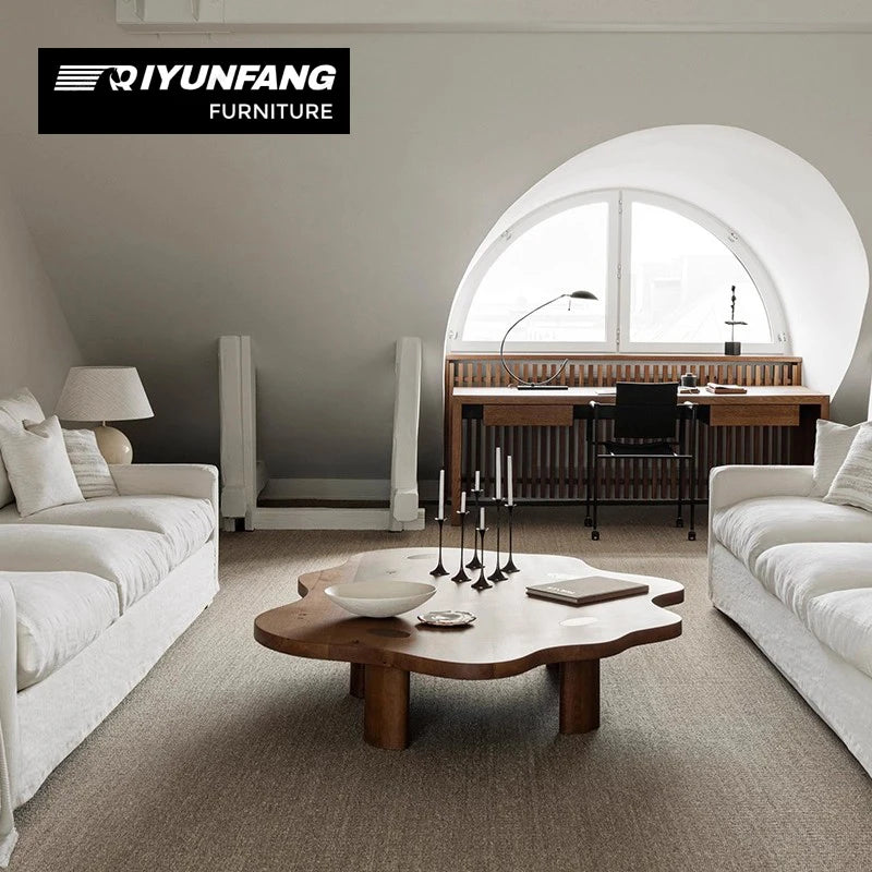 Modern Retro Solid Wood Coffee Table Irregular Shape