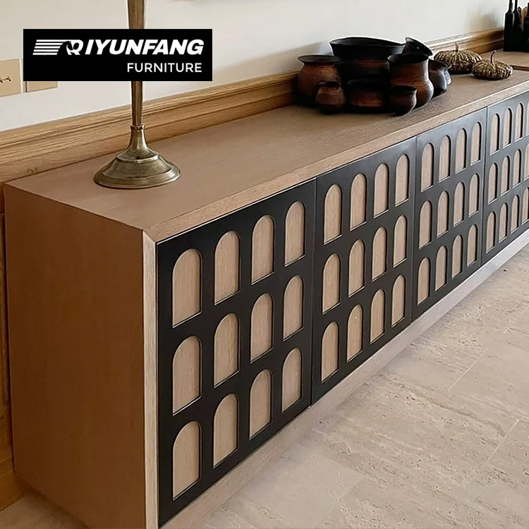 Roman Arch Solid Wood TV Cabinet Sideboard 244cm