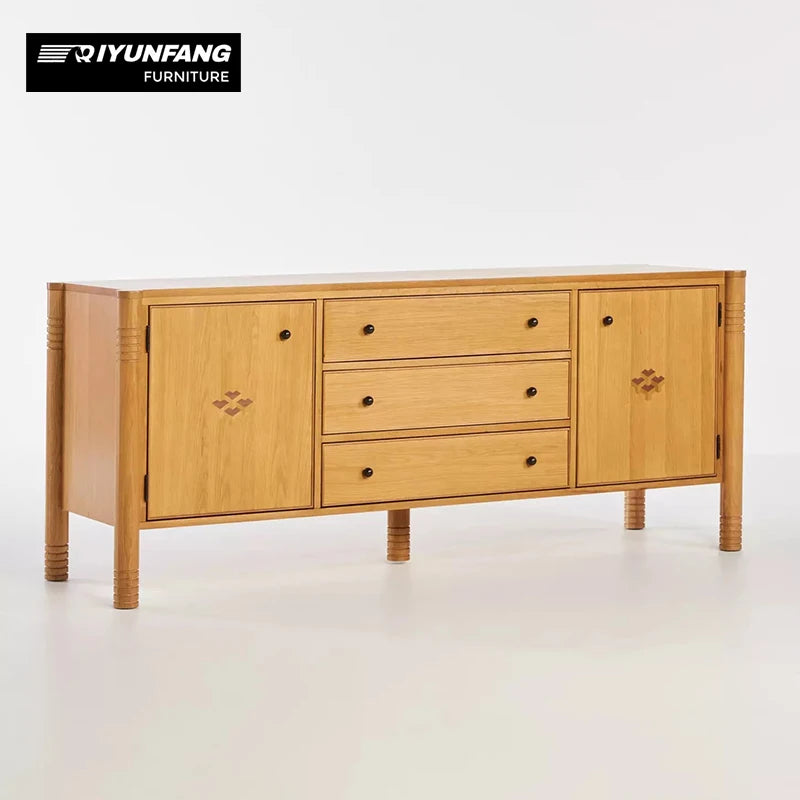 French Modern Solid Wood Dining Sideboard 5 Drawer Display Cabinet
