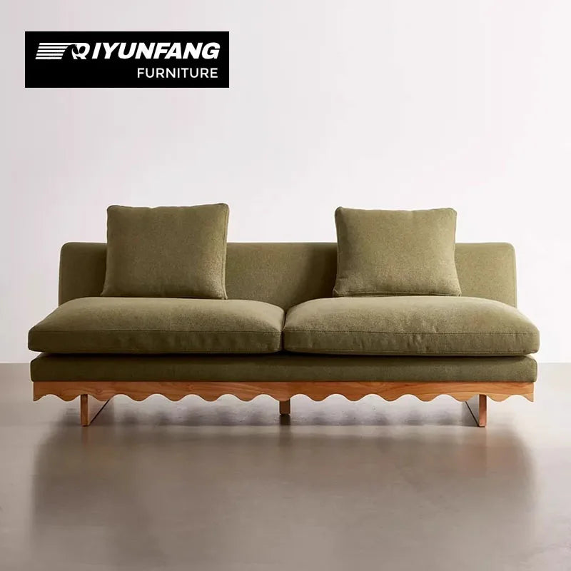 Modern Solid Wood Sectional Sofa Fabric Upholstered Custom