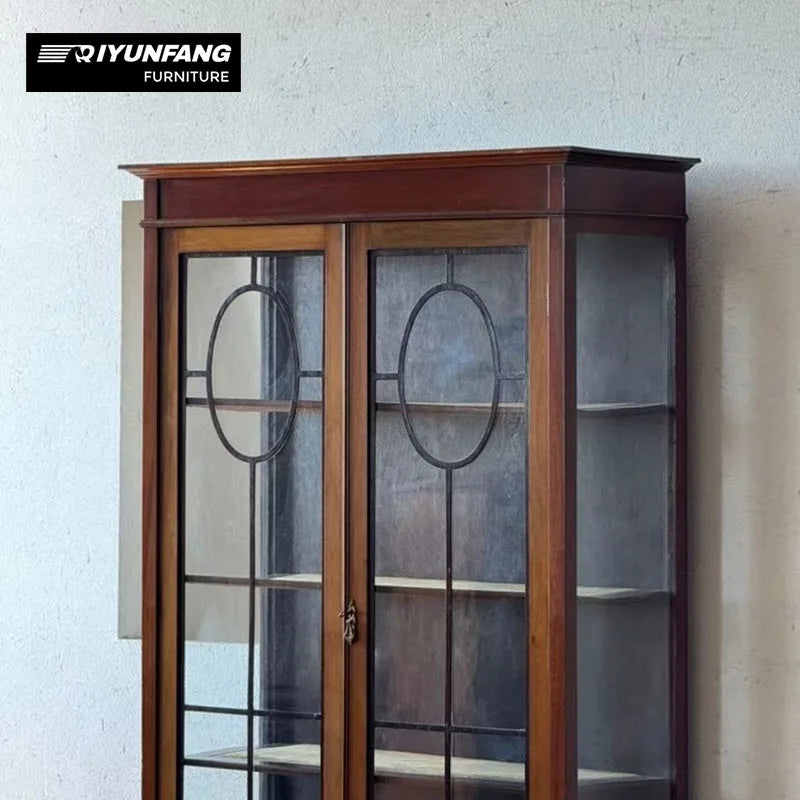 A-FD23 Solid Wood Wine Cabinet with Glass Doors 4 Compartments