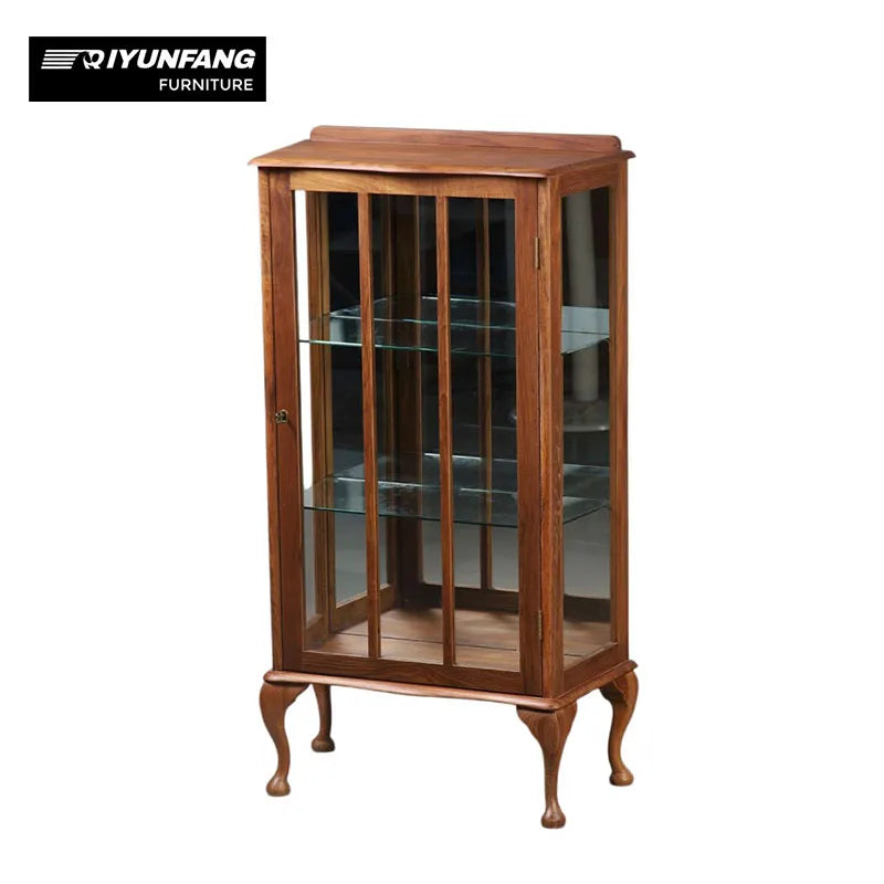 Modern Vintage Solid Wood Wine Cabinet 3 Shelves Hinged Doors