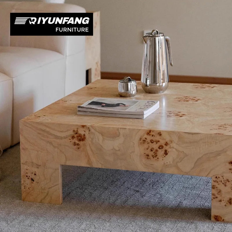 Modern Minimalist Solid Wood Coffee Table Rectangular Wood Grain