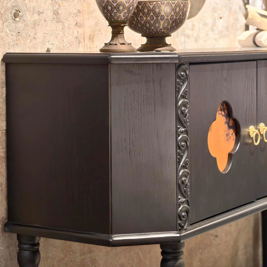 Modern Solid Wood Entrance Cabinet 2-Door 120cm Black