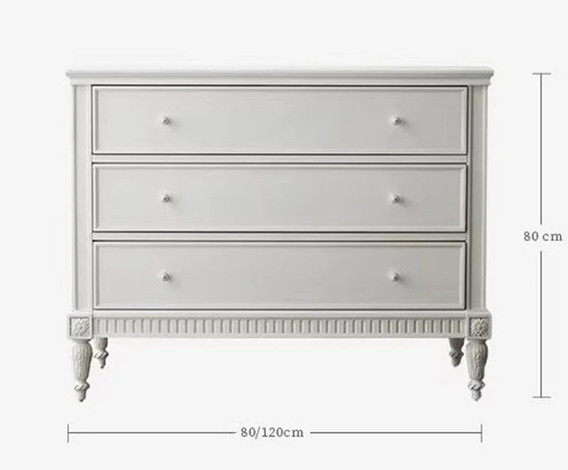Retro White Solid Wood Six-Drawer Chest 120cm