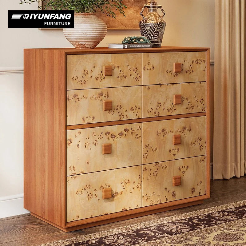 Medieval Style Solid Wood 8 Drawer Storage Cabinet