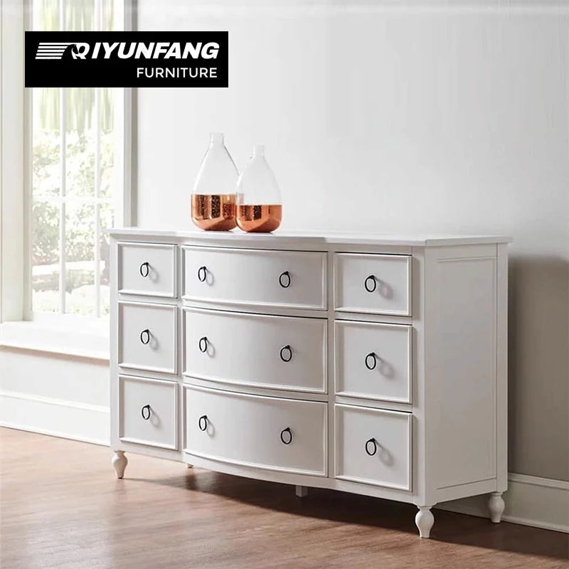 Solid Oak Retro Multi-Drawer Storage Cabinet French Provincial Style