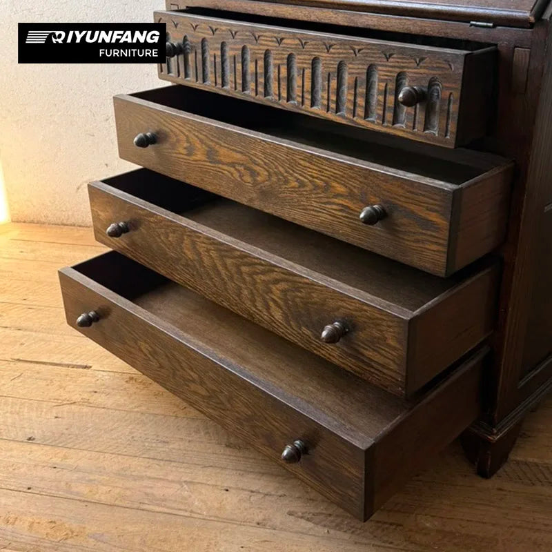 A-FD21 Solid Wood Dressing Table Vanity Cabinet Black Walnut