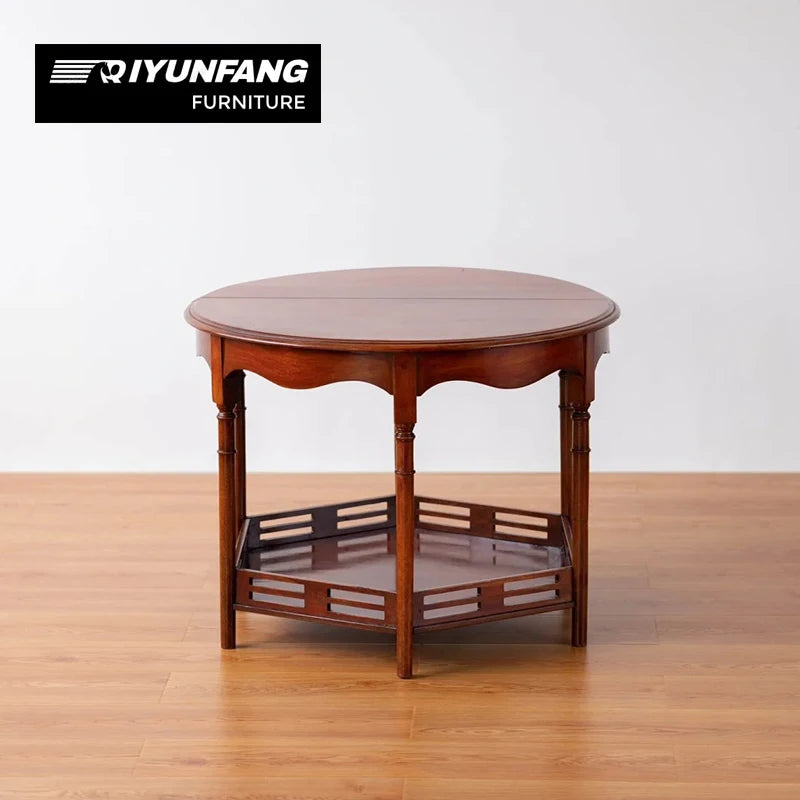 Solid Wood Double-Layer Curved Coffee Table Modern Design 76cm