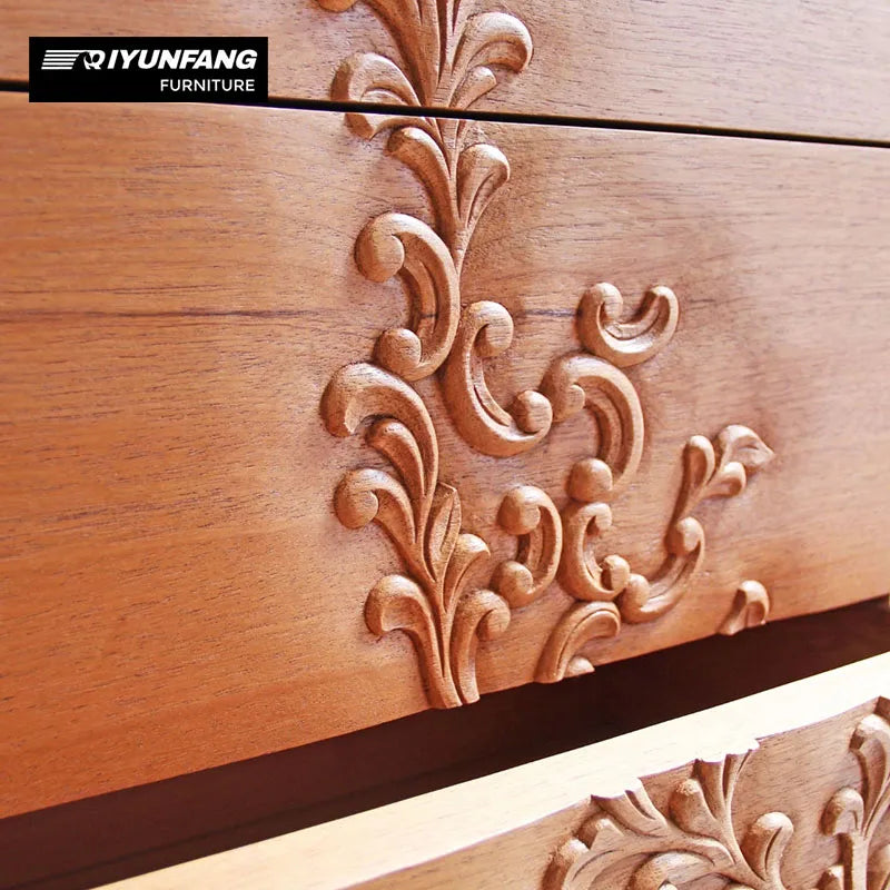 Vintage Hand Carved 5-Drawer Cherry Wood Chest of Drawers