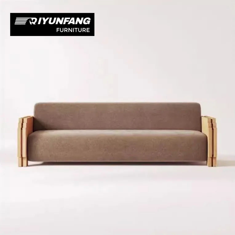 Modern Solid Wood L-Shape Sectional Sofa Minimalist Modular