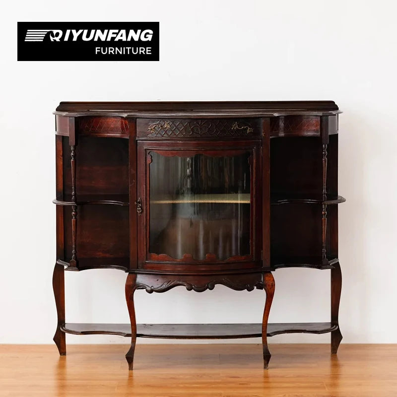 Vintage Solid Wood Living Room Cabinet Midcentury Brown 123cm