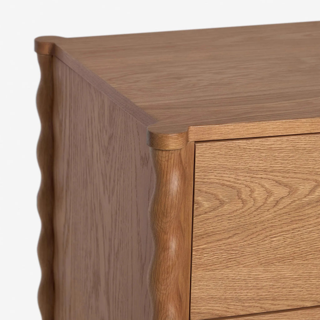 Six Drawer Dressing Table Cabinet Oak Natural Wood