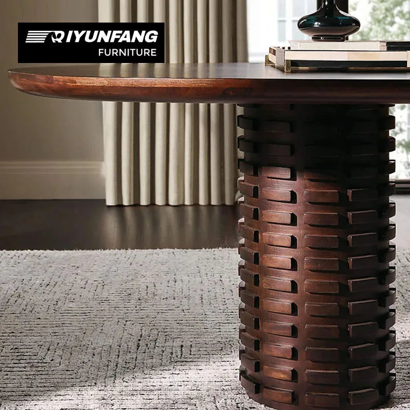Modern Solid Wood Dining Table Oval Minimalist Custom Design