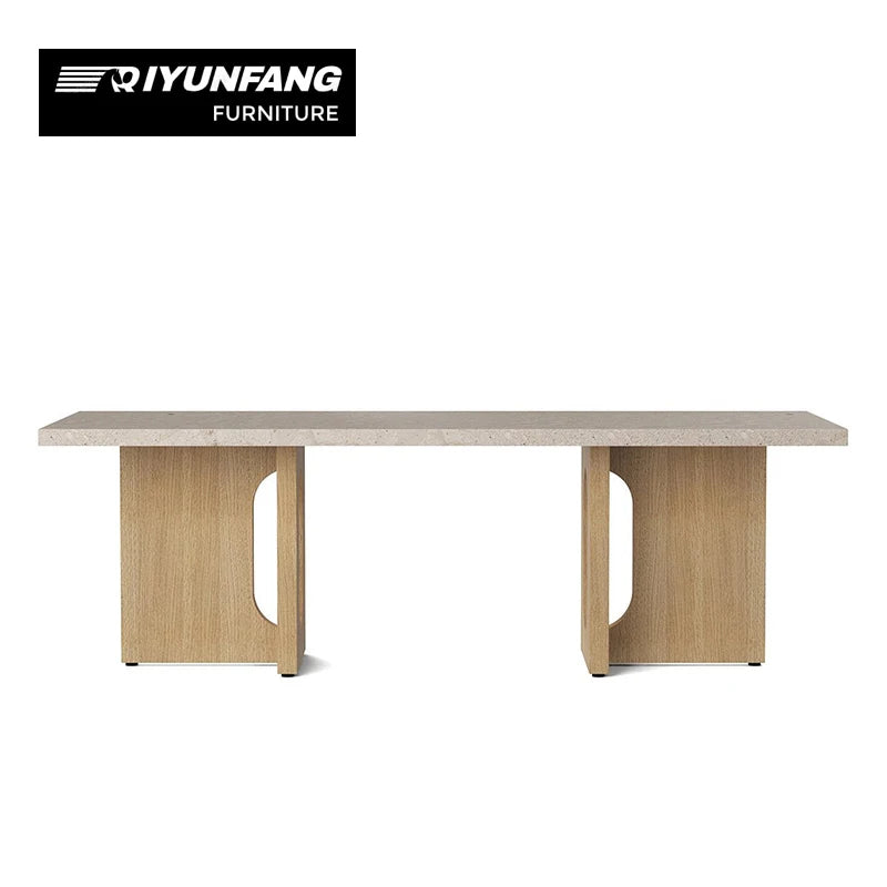 Modern Square Solid Wood Dining Table with Stone Top
