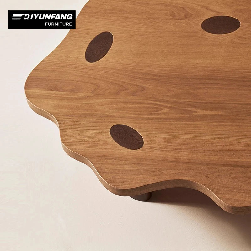 Modern Retro Solid Wood Coffee Table Irregular Shape
