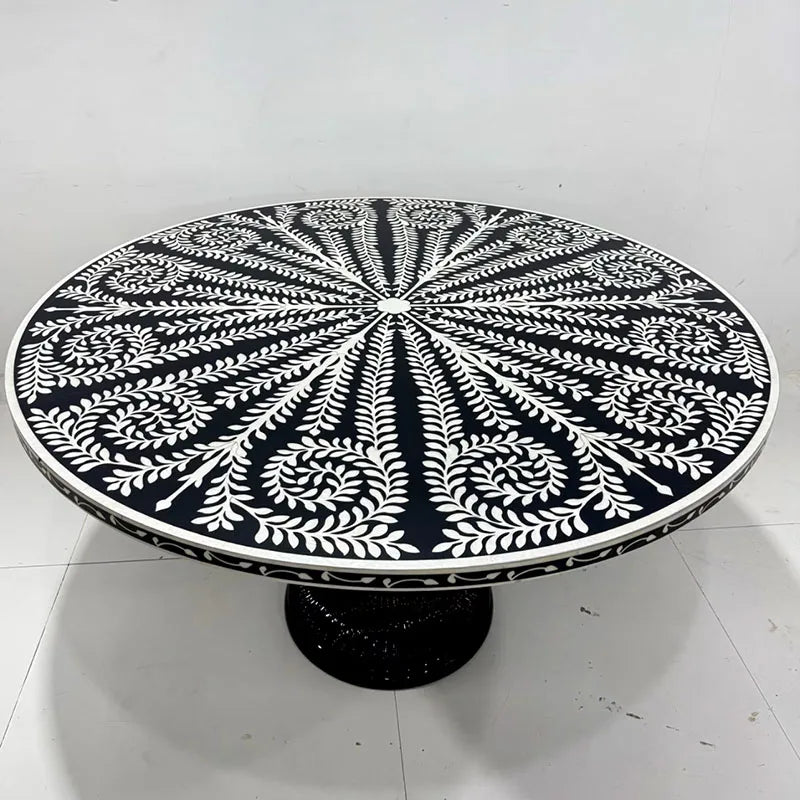 Solid Wood Round Dining Table Sculptural Black 80cm-160cm