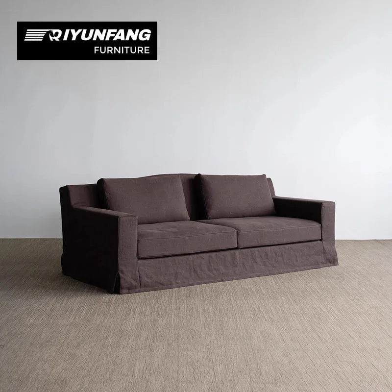Modern Light Luxury Three-Seat Fabric Sofa Rectangular Custom Design