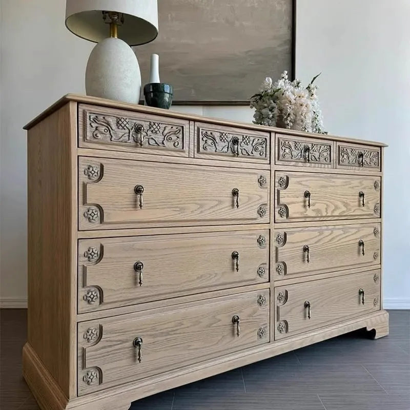 Vintage Solid Wood Chest of Drawers Rustic Storage 165cm