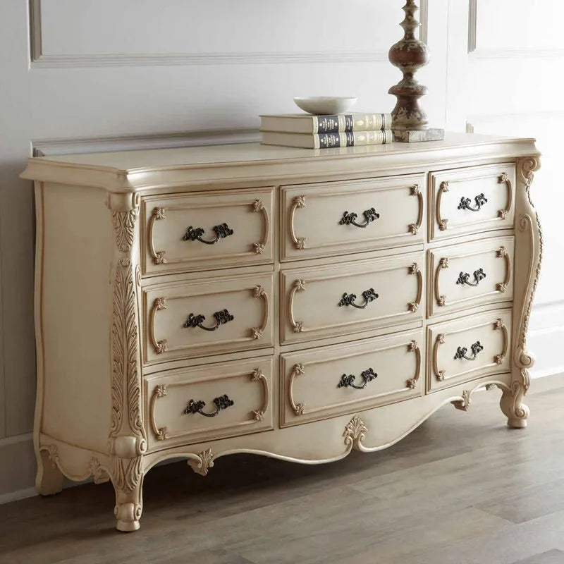 Modern Nine-Drawer Solid Oak Storage Cabinet 160cm Wide