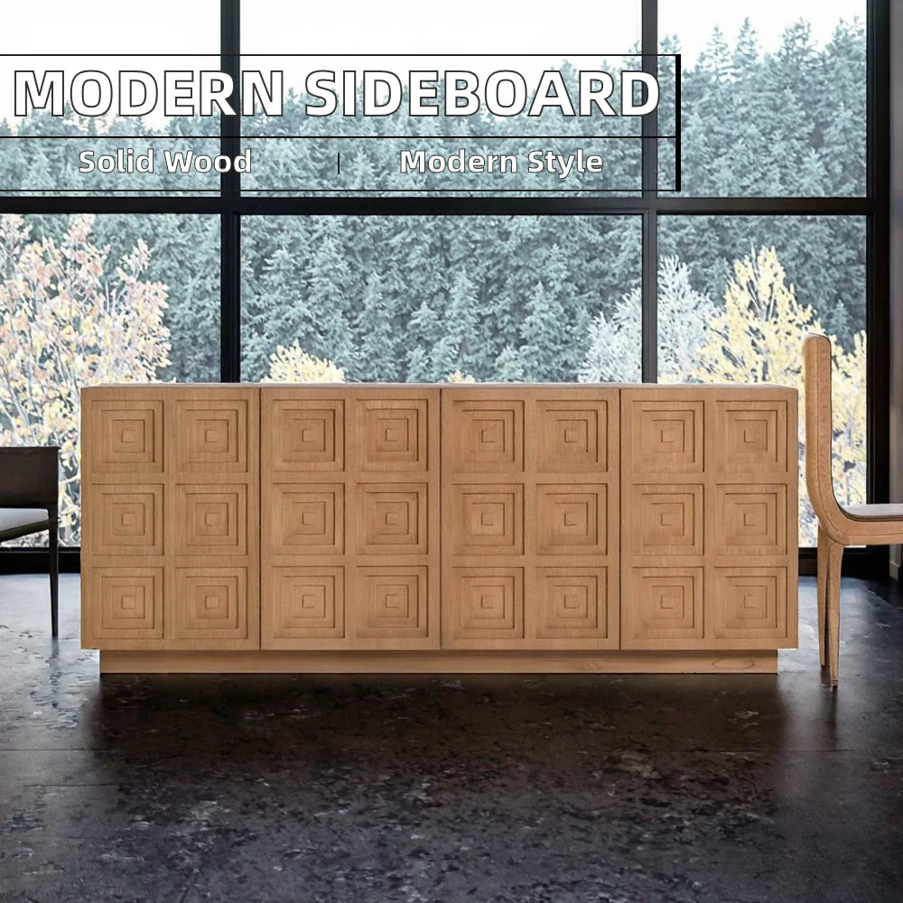 Modern Solid Wood Sideboard Sculptural Storage Cabinet