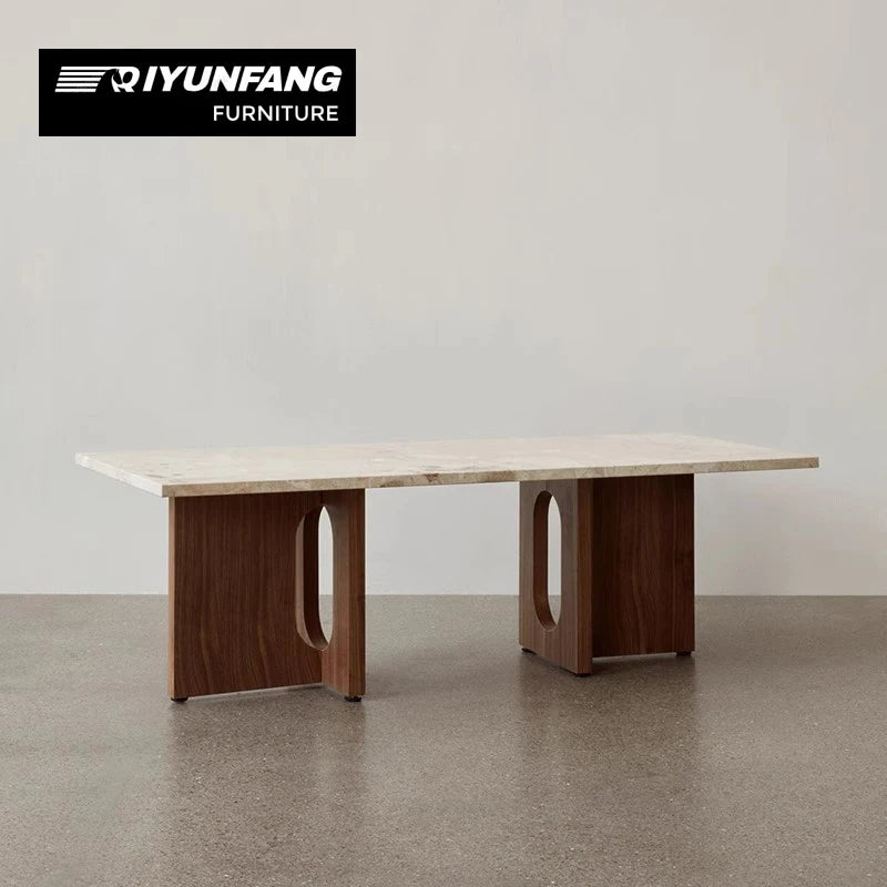 Modern Square Solid Wood Dining Table with Stone Top