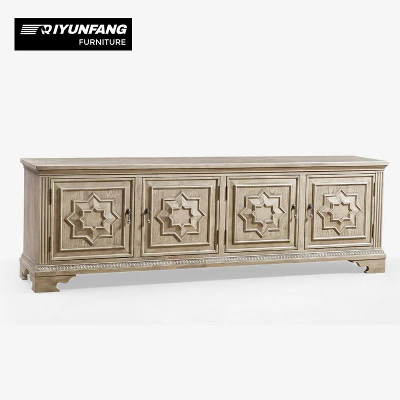 Modern Solid Wood TV Sideboard Storage Cabinet 190cm Retro