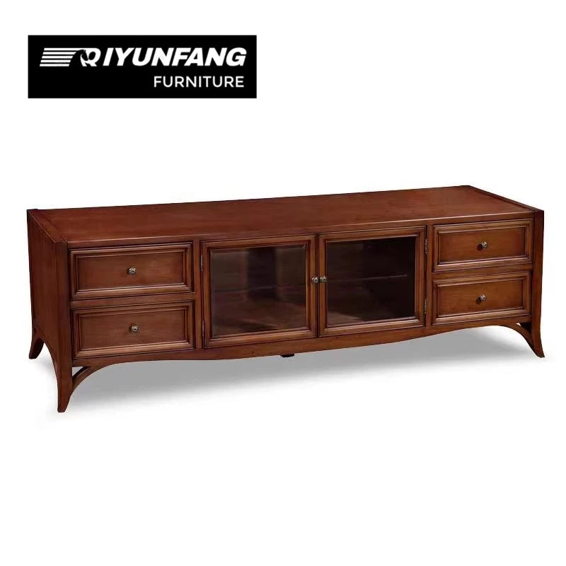 Retro Walnut Wall Mounted TV Cabinet Storage Unit