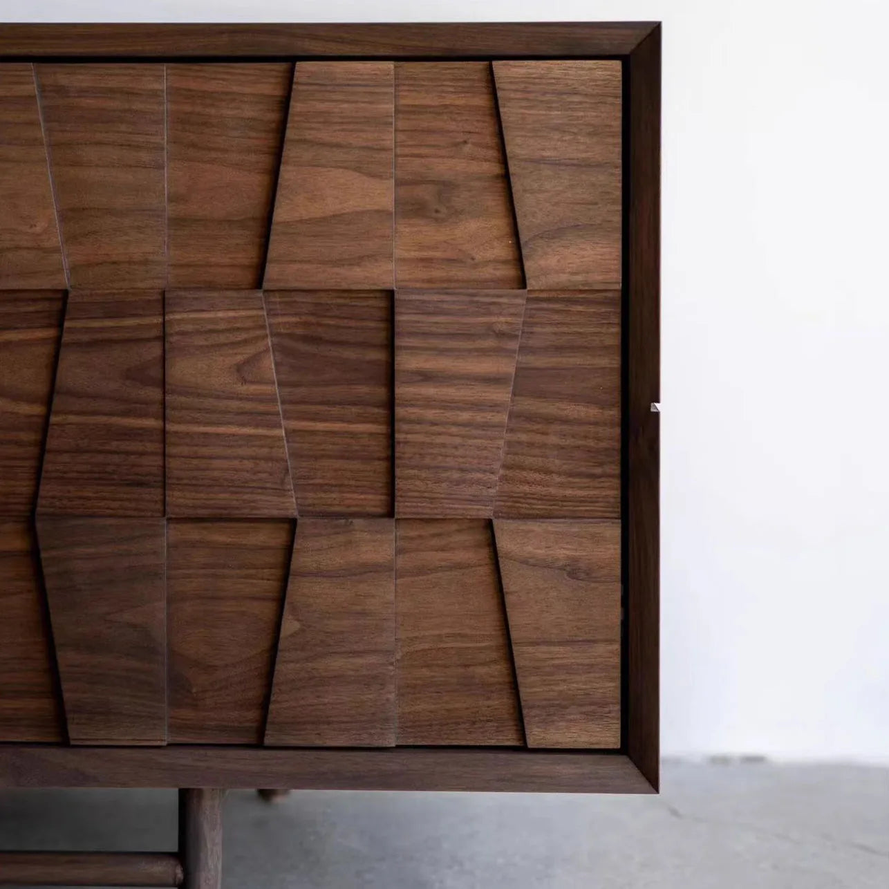 Carved Solid Wood Sideboard Modern Rustic Storage Cabinet